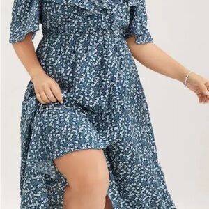 Bloom Chic Floral Blue Dress